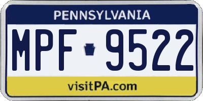 PA license plate MPF9522