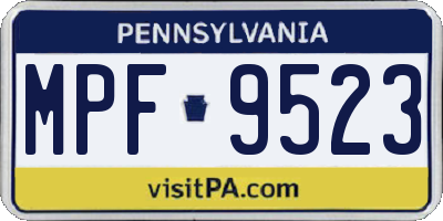 PA license plate MPF9523