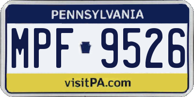 PA license plate MPF9526