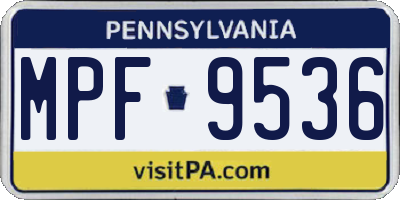 PA license plate MPF9536