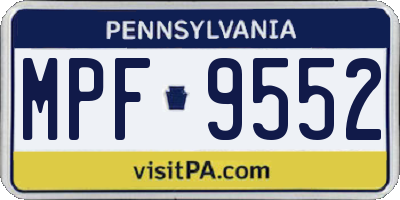 PA license plate MPF9552