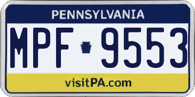 PA license plate MPF9553