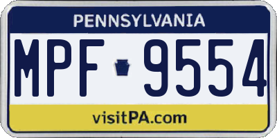 PA license plate MPF9554