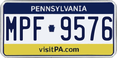 PA license plate MPF9576