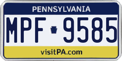 PA license plate MPF9585