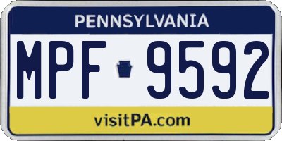 PA license plate MPF9592