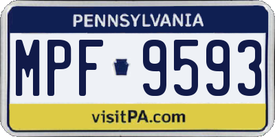 PA license plate MPF9593