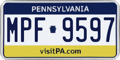 PA license plate MPF9597