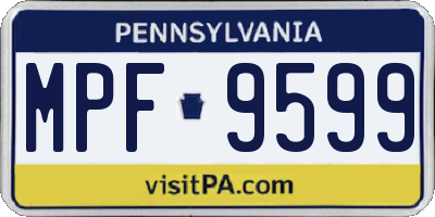 PA license plate MPF9599
