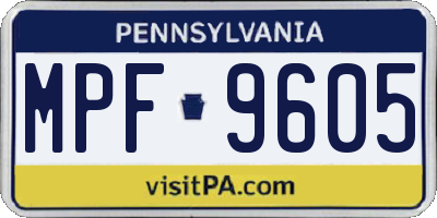 PA license plate MPF9605