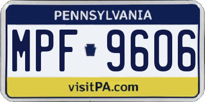 PA license plate MPF9606