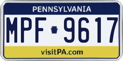 PA license plate MPF9617