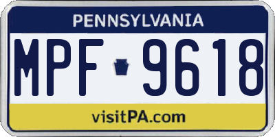 PA license plate MPF9618