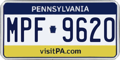 PA license plate MPF9620