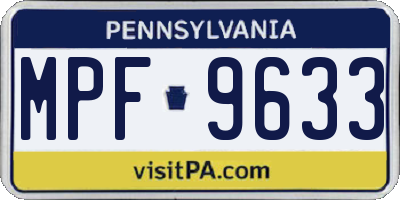 PA license plate MPF9633