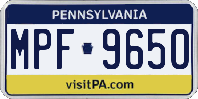 PA license plate MPF9650