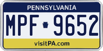 PA license plate MPF9652