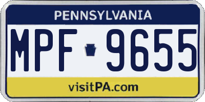 PA license plate MPF9655