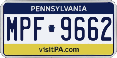 PA license plate MPF9662