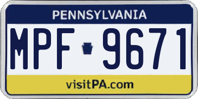 PA license plate MPF9671