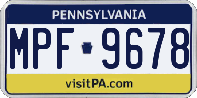 PA license plate MPF9678