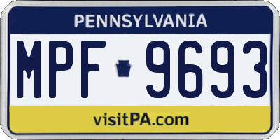 PA license plate MPF9693