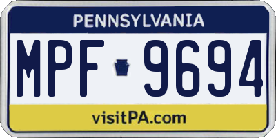 PA license plate MPF9694