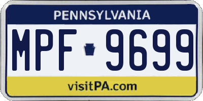 PA license plate MPF9699