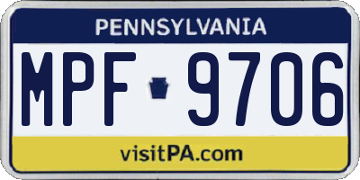 PA license plate MPF9706