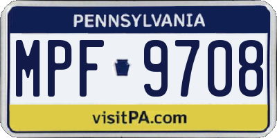 PA license plate MPF9708