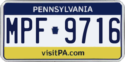 PA license plate MPF9716