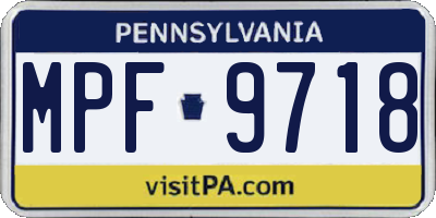 PA license plate MPF9718