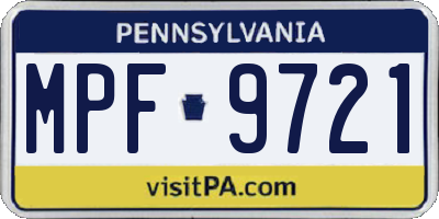 PA license plate MPF9721
