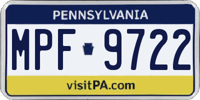 PA license plate MPF9722