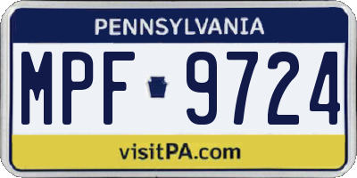 PA license plate MPF9724