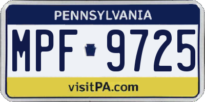 PA license plate MPF9725