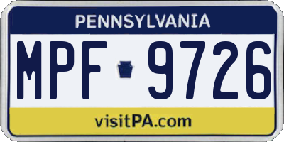 PA license plate MPF9726