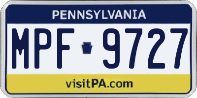PA license plate MPF9727