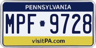 PA license plate MPF9728