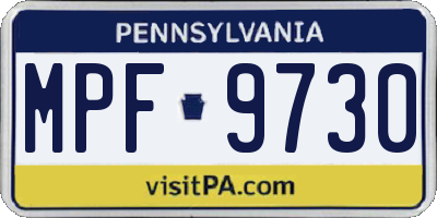 PA license plate MPF9730
