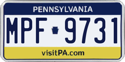 PA license plate MPF9731
