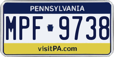 PA license plate MPF9738