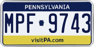 PA license plate MPF9743