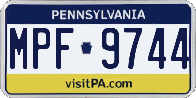 PA license plate MPF9744