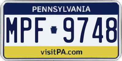 PA license plate MPF9748