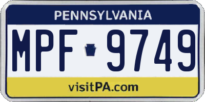 PA license plate MPF9749