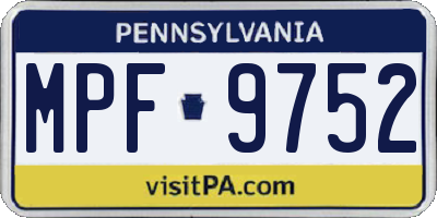 PA license plate MPF9752