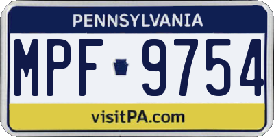 PA license plate MPF9754