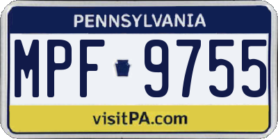 PA license plate MPF9755