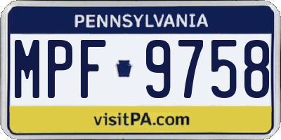 PA license plate MPF9758